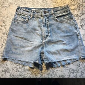 Anthropologie Light Blue High-Rise Frayed Denim Shorts